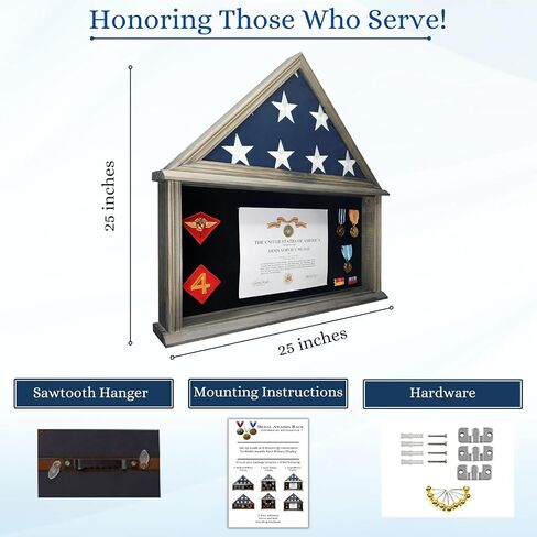 Personalized Military Shadow Box Display Case for Funeral Burial Flag, American Veterans Fits Folded 5x9.5’ Flag, Glass and New Zealand Pine Frame. (Walnut, Large) in Saudi Arabia