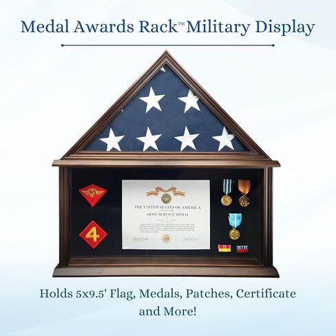 Personalized Military Shadow Box Display Case for Funeral Burial Flag, American Veterans Fits Folded 5x9.5’ Flag, Glass and New Zealand Pine Frame. (Walnut, Large) in Saudi Arabia