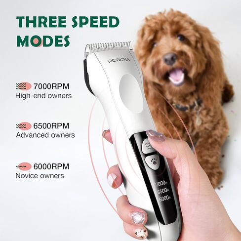 ماكينة قص الشعر للكلاب، مجموعة مستلزمات العناية بالحيوانات الأليفة، ماكينة حلاقة احترافية للمعاطف الثقيلة السميكة، ماكينة تشذيب شعر منخفضة الضوضاء قابلة لإعادة الشحن مع شفرة سيراميك للكلاب والقطط والحيوانات in Kuwait