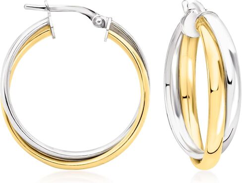 Ross-Simons Italian Sterling Silver and 18kt Gold Over Sterling Double-Hoop Earrings in Saudi Arabia