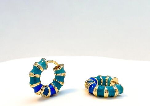 Colorful Rainbow Hoop Earrings for Women - Chunky Gold-Plated Enamel Circle Earrings, Fun and Vibrant Statement Jewelry in Saudi Arabia
