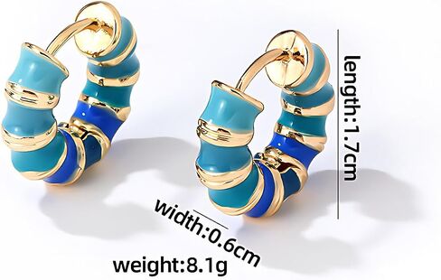 Colorful Rainbow Hoop Earrings for Women - Chunky Gold-Plated Enamel Circle Earrings, Fun and Vibrant Statement Jewelry in Saudi Arabia