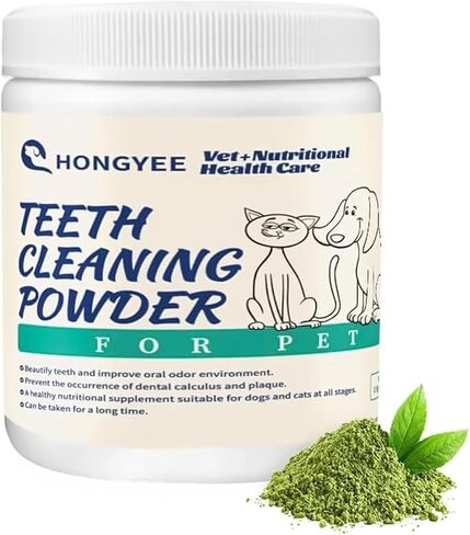 Dog Breath Freshener Dental Powder（10.58oz） for Teeth Cleaning Plaque Off, Dental Care for Dogs, Tartar Remover for Teeth with Natural Herbal Blend + Postbiotics (300 Scoops) in Kuwait