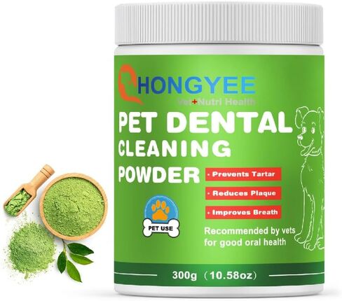 مسحوق أسنان معطر للتنفس للكلاب (10.58 أونصة) لإزالة البلاك وتنظيف الأسنان، والعناية بالأسنان للكلاب، ومزيل الجير للأسنان مع مزيج عشبي طبيعي + بوستبيوتيك (300 مغرفة) in Kuwait
