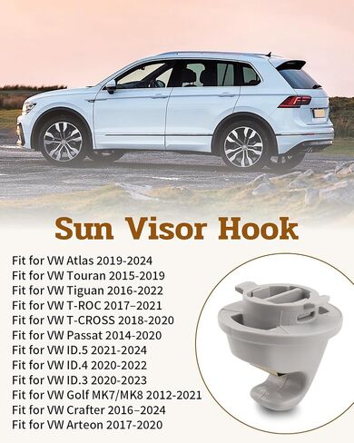 Interior Sun Visor Hook Clip Bracket Fit for VW Atlas 2019-2024 Tiguan 2016-2022 Passat 2014-2020 in Saudi Arabia