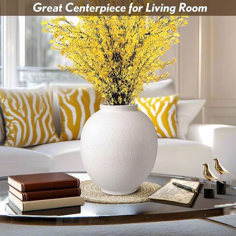 Large Ceramic Vase White Flower Vase,9.8 Inch Tall Big Vase for Home Decor,Minimalist Farmhouse Decorative Vase for Living Room,Dining Table,Bedroom,Kitchen,Entryway,Christmas in Saudi Arabia