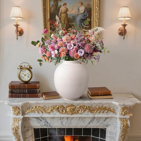 Large Ceramic Vase White Flower Vase,9.8 Inch Tall Big Vase for Home Decor,Minimalist Farmhouse Decorative Vase for Living Room,Dining Table,Bedroom,Kitchen,Entryway,Christmas in Saudi Arabia