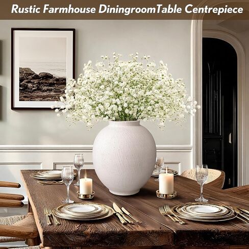 Large Ceramic Vase White Flower Vase,9.8 Inch Tall Big Vase for Home Decor,Minimalist Farmhouse Decorative Vase for Living Room,Dining Table,Bedroom,Kitchen,Entryway,Christmas in Saudi Arabia