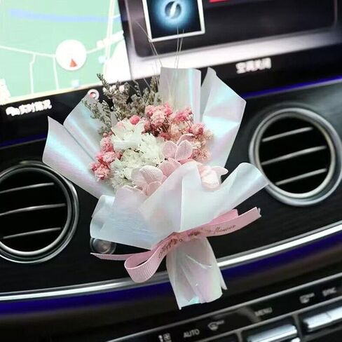 Small Bouquet Car Air Freshener Vent Clips, Mini Dried Flower Bouquet,Cute Vehicle Interior Decorations Universal for Truck SUV Dashboard,Interior Accessories (L, 1set) in Saudi Arabia