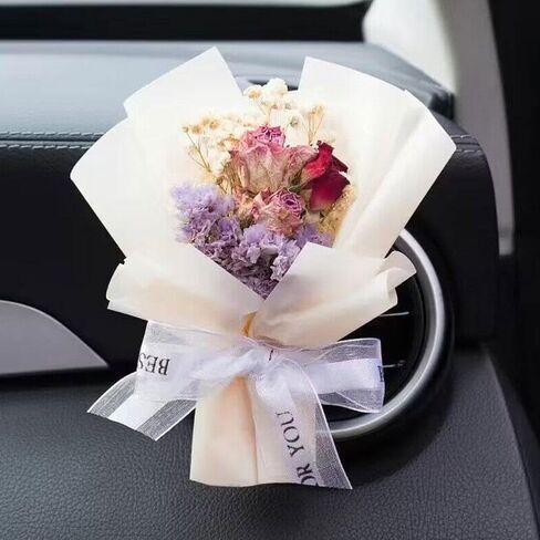 Small Bouquet Car Air Freshener Vent Clips, Mini Dried Flower Bouquet,Cute Vehicle Interior Decorations Universal for Truck SUV Dashboard,Interior Accessories (L, 1set) in Saudi Arabia