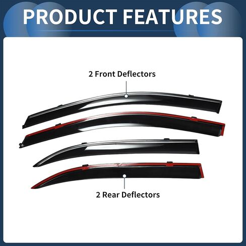 Window Deflectors for Toyota Corolla 2003-2008 Vent Visors Black Rain Guards Reinforced Acrylic 4 Pcs in Saudi Arabia