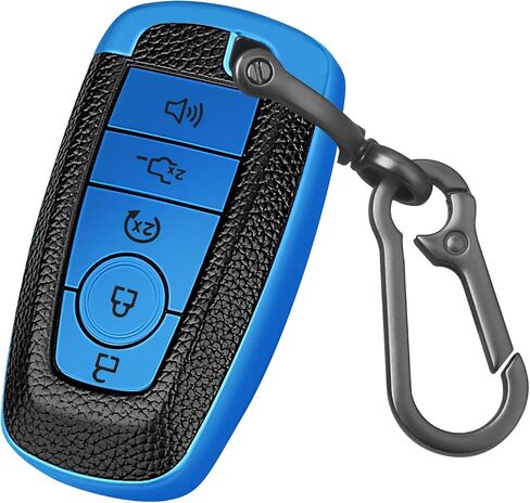 QBUC لغطاء Ford Key Fob، حافظة حماية مفاتيح TPU ناعمة متوافقة مع Ford Explorer Escape Expedition Edge Fusion F150 F250 F350 F450 F550 Ranger Mustang (أزرق، 5 أزرار) in Kuwait
