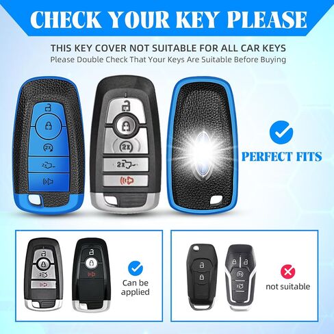 QBUC لغطاء Ford Key Fob، حافظة حماية مفاتيح TPU ناعمة متوافقة مع Ford Explorer Escape Expedition Edge Fusion F150 F250 F350 F450 F550 Ranger Mustang (أزرق، 5 أزرار) in Kuwait