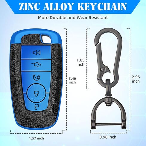 QBUC لغطاء Ford Key Fob، حافظة حماية مفاتيح TPU ناعمة متوافقة مع Ford Explorer Escape Expedition Edge Fusion F150 F250 F350 F450 F550 Ranger Mustang (أزرق، 5 أزرار) in Kuwait