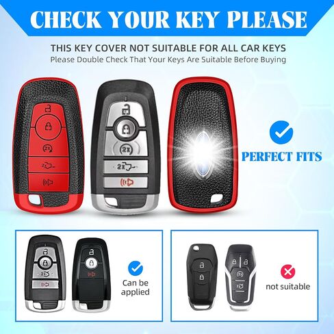 QBUC لغطاء Ford Key Fob، حافظة حماية مفاتيح TPU ناعمة متوافقة مع Ford Explorer Escape Expedition Edge Fusion F150 F250 F350 F450 F550 Ranger Mustang (أزرق، 5 أزرار) in Kuwait