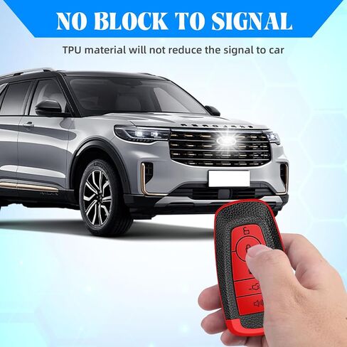 QBUC لغطاء Ford Key Fob، حافظة حماية مفاتيح TPU ناعمة متوافقة مع Ford Explorer Escape Expedition Edge Fusion F150 F250 F350 F450 F550 Ranger Mustang (أزرق، 5 أزرار) in Kuwait