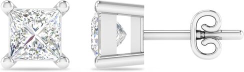 أقراط Inspereza Princess Cut Lab Grown Diamond المرصعة بالألماس، 4 شقوق، لون F مقابل الوضوح - للنساء والرجال (1/4 إلى 2 قيراط) in Kuwait