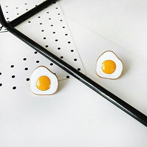 18K Gold Plated Lovely Fried eggs Charm Women Stud Earring in Saudi Arabia