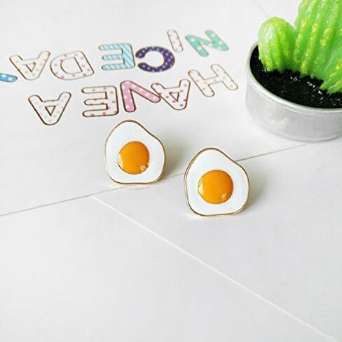 18K Gold Plated Lovely Fried eggs Charm Women Stud Earring in Saudi Arabia