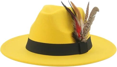 Top Hat Fedoras Hats Men Felt Hat Feather Casual Wedding Decorate Men in Saudi Arabia