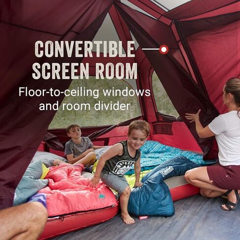 Coleman Skylodge 10-Person Family Tent, Weatherproof XL Tent with Rainfly & Room Divider, Fits 4 Queen-Sized Airbeds, Made of PFAS-Free Materials in Saudi Arabia