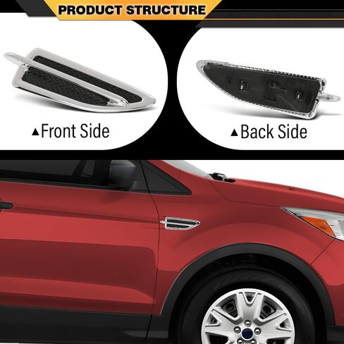 Fender Chrome Emblem Moulding Right Passenger Side Compatible with Ford Escape 2013-2015 FO1267100, CJ5Z16228AB in Saudi Arabia
