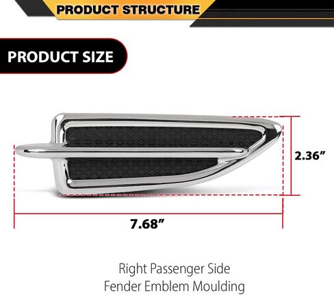 Fender Chrome Emblem Moulding Right Passenger Side Compatible with Ford Escape 2013-2015 FO1267100, CJ5Z16228AB in Saudi Arabia