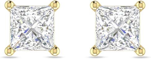أقراط Inspereza Princess Cut Lab Grown Diamond المرصعة بالألماس، 4 شقوق، لون F مقابل الوضوح - للنساء والرجال (1/4 إلى 2 قيراط) in Kuwait