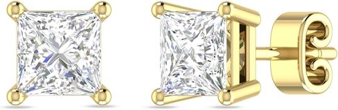 أقراط Inspereza Princess Cut Lab Grown Diamond المرصعة بالألماس، 4 شقوق، لون F مقابل الوضوح - للنساء والرجال (1/4 إلى 2 قيراط) in Kuwait