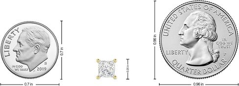 أقراط Inspereza Princess Cut Lab Grown Diamond المرصعة بالألماس، 4 شقوق، لون F مقابل الوضوح - للنساء والرجال (1/4 إلى 2 قيراط) in Kuwait