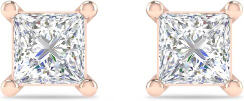 أقراط Inspereza Princess Cut Lab Grown Diamond المرصعة بالألماس، 4 شقوق، لون F مقابل الوضوح - للنساء والرجال (1/4 إلى 2 قيراط) in Kuwait