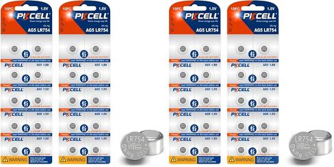 بطارية PKCELL LR754 بطارية خلية زر AG5 1.5 فولت 309 393 SR754W بطاريات قلوية معدنية (20 قطعة (عبوة من 1)) in Kuwait
