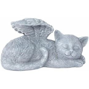 MOOCOCO Angel Dog Cat Memorial Stones Statue, Pet Memorial Stones, Pet Memorial Tombstone Garden Decor Puppy Tombstone Sculpture Ornaments (Angel CAT)