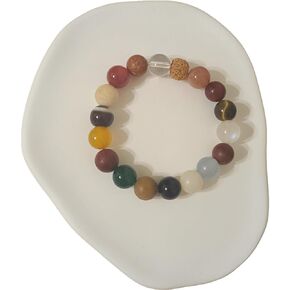 Handmade 10mm Charm String Bead Bracelet,18 Different Natural Healing Stones,Waterproof and Non Tarnish,Protective Bracelet,Stunning Lucky Stone Gift for Men,Women,Boys,Girls,Mom