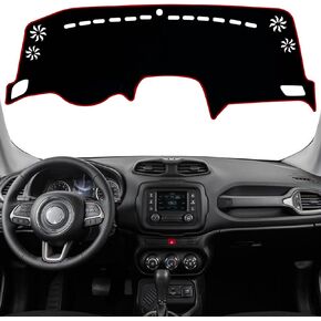 Dash Mat Cover Interior Dashboard Protection pad Compatible with Jeep Renegade SUV Sport Latitude Limited Trailhawk 2015-2022 Sunshade Glare UV Rays Protector (Black Trim)