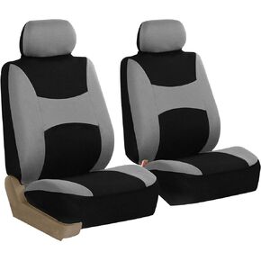 TLH Light and Breezy Flat Cloth Automotive Car Seat Covers Front Set Only, Airbag Compatible, Beige Color Universal Fit Car Seat Protector for Cars, Auto, Trucks, SUV