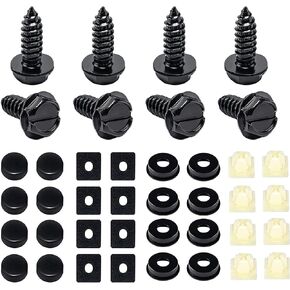 8 Pcs Anti Theft License Plate Screws Kits, Rustproof License Plate Screws, Stainless Steel License Plate Screws Kit for Securing License Plates Frames or Covers on Cars, Trucks, SUVs