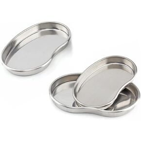 3Pcs Stainless Steel Kidney Tray, Graduated Metal Emesis Basin, Reusable Kidney Bean Shaped Bowl Dish, Dental Lab Instrument Surgical Tray for Medic Waster (Small, Medium, Large)