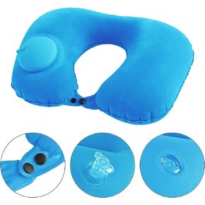 Dufominc Inflatable Travel Neck Pillow for Camping and Traveling Portable U-Shaped Pillow Suitable for Sleep Rest Car Office and Outdoor - Light Blue
