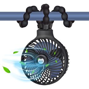 Rechargeable Stroller Fan Portable USB Small Handheld Mini Car Seat Clip On Fan With Flexible Tripod 3 Speed 360° Rotate for Push Chair Crib Office Treadmill Bike and Travel