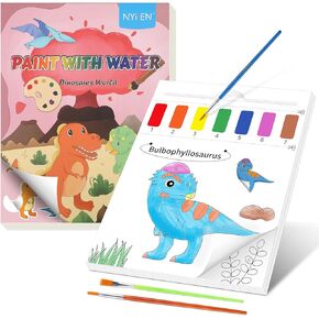 Paint with Water Coloring Book for Toddlers, Mess Free Watercolor Painting Books Kit for Kids Ages 2 3 4 5 6, Art Craft Gift for Drawing with Stickers & Brushes, Animals