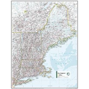 National Geographic Maps: New England U.S.A Wall Map - Compact - 21 x 16 inches - Front Lamination