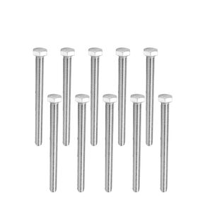 Juvielich Hex Head Screw Bolts M8-1.25 x 100mm 304 Stainless Steel Fully Threaded Hex Tap Bolts Silver Tone 10PCS