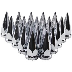 MRJLK 33mm Chrome ABS Plastic Screw-on Standard or Spiked Lug Nut Covers Pack of 20 (Spiked)