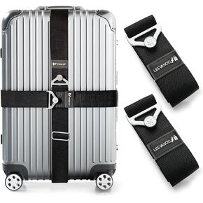 Luggage Straps for Suitcases Travel Belt 2-Pack,Travel Belt for Luggage，Elastic Straps with Adjustable Alloy Buckles，Luggage Accessories for Travel(Black) in Kuwait