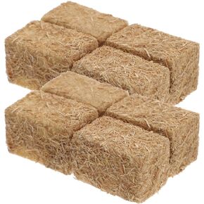 8pcs Mini Bales, 3CM Small Square Bales Decorative Styrene Faux Autumn Craft Village Miniature Figurine for Dollhouse Farm Table Craft Display
