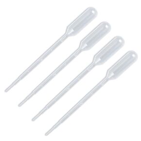 Transfer Pipettes, 100 Pack Clear Plastic Disposable Liquid Droppers, Graduated Pipetting for Laboratory Experiment (100, 3ML)