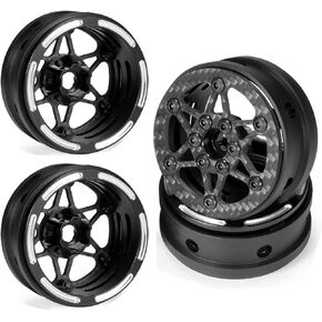 Customized Supportting 4Pcs Carbon Fiber 12mm Hex Hub 1.9 Beadlock Wheels Rims for 1/10 RC Crawler Car Axial SCX10 TRX6 Gen8 Gelande TRX4 Upgrades(1)