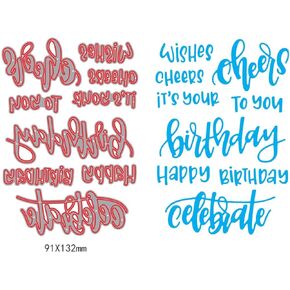 1set Wishes Cheers Sentiment Dies cuttings+ Clear Stamp Metal Scrapbooking Stencils Die for DIY Embossing Photo Album Decorative DIY Paper Cards Making Craft
