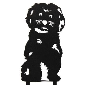 Black Powder Coated Metal Maltese Dog Silhouette Yard Stake (Small)